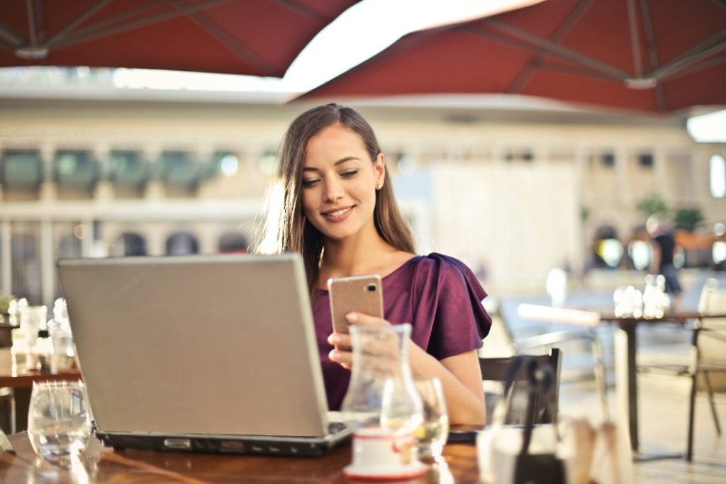 A girl using Internet Services